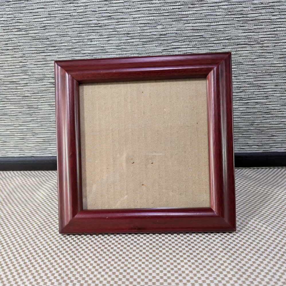 Cherrywood stained Photo Frame Vtg. 6 1/2" x 6 1/2"  square Stand or hang